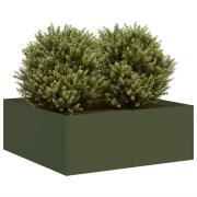 vidaXL Planteringskärl olivgrön 80x80x30 cm stål