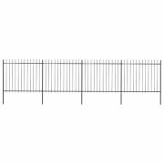 vidaXL Trädgårdsstaket med spjutspets stål 714,5x150 cm svart