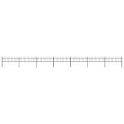 vidaXL Trädgårdsstaket med bågeöverdel stål 1248x60 cm svart