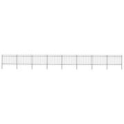 vidaXL Trädgårdsstaket med bågeöverdel stål 1426x120 cm svart