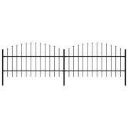vidaXL Trädgårdsstaket med spjutspets stål 359x100 cm svart