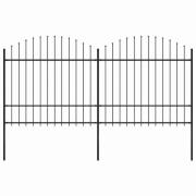 vidaXL Trädgårdsstaket med spjutspets stål 359x175 cm svart