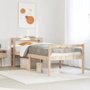 vidaXL Seniorsäng med sänggavel 75x190 cm massiv furu