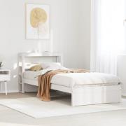 vidaXL Sängram med huvudgavel utan madrass vit 90x200 cm