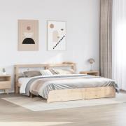vidaXL Sängram med huvudgavel 200x200 cm massiv furu