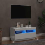 vidaXL TV-bänk med LED-belysning vit högglans 80x35x40 cm