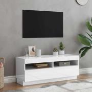 vidaXL TV-bänk med LED-belysning vit högglans 100x35x40 cm