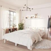 vidaXL Sängram vit massiv furu 120x190 cm
