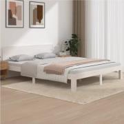 vidaXL Sängram vit massiv furu 160x200 cm