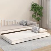 vidaXL Sängram utan madrass vit 90x200 cm massiv furu