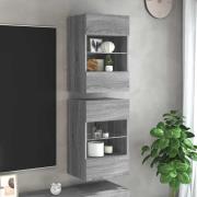 vidaXL Nástenné skrinky s LED osvetlením pre TV 2 st grå sonoma 40x30x...
