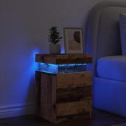 vidaXL Sängbord med LED vittrat trä trä 35x39x55 cm konstruerat trä
