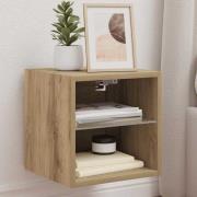 vidaXL Väggmonterad tv-bänk LED artisan ek 30x28,5x30 cm