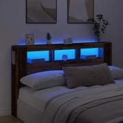 vidaXL Sänggavel LED åldrat trä 180x18,5x103,5 cm konstruerat trä