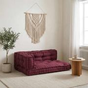 vidaXL Pallettsoffa Kudde 3 pcs Bordeaux 120 x 80 x 38 cm Tyg