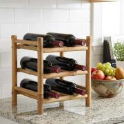 vidaXL Vinställ Naturfärg 32,5 x 29,5 x 36 cm Bambus