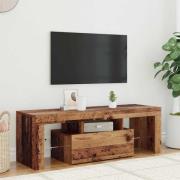 vidaXL TV-bänk med LED-lampor åldrat trä 120x36,5x40cm konstruerat trä