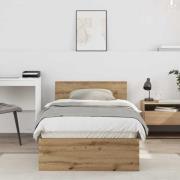 vidaXL Sängram med huvudgavel Artisan Ek 90 x 190 cm Konstruerat trä