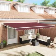 vidaXL Markis automatiskt infällbar vinröd 500x300 cm