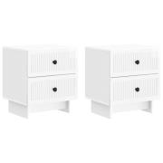 vidaXL Nattduksbord med låda 2 pcs Vit högglans 43 x 34,5 x 47,5 cm