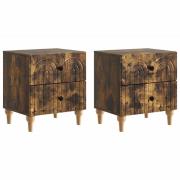 vidaXL Nattduksbord 2 pcs Rökt ek 43 x 34,5 x 48 cm Konstruerat trä