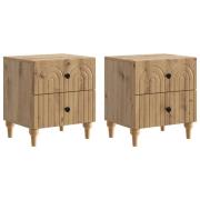 vidaXL Nattduksbord 2 pcs Artisan-ek 43 x 34,5 x 48 cm Konstruerat trä