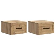 vidaXL Väggmonterat Sängbord 2 pcs Artisan-ek 34,5 x 33 x 20 cm