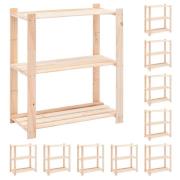 vidaXL Förvaringshylla 3 hyllor 10 st 80x38x90 cm massiv furu 150 kg