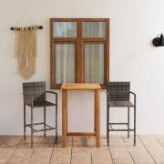 vidaXL Bargrupp för trädgården 3 delar grå