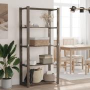 vidaXL Förvaringshylla 5 hyllplan grå 80x38x170 cm massiv furu