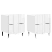 vidaXL Nattduksbord med låda 2 pcs Vit högglans 43 x 34,5 x 49,5 cm