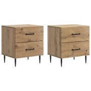 vidaXL Nattduksbord med låda 2 pcs Artisan-ek 43 x 34,5 x 47,5 cm