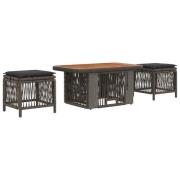 vidaXL Trädgårdsmöbelset med kudde 3 pcs Grå och mörkgrå konstrotting