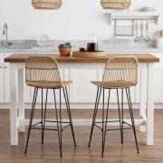 vidaXL Barpall 2 pcs Naturlig 44 x 55 x 109 cm Rattan och Stål