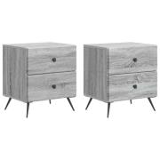 vidaXL Nattduksbord med låda 2 pcs Grå sonoma-ek 43 x 34,5 x 47,5 cm