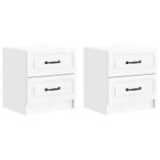 vidaXL Nattduksbord med låda 2 pcs Vit högglans 43 x 34,5 x 44,5 cm