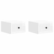 vidaXL Väggmonterat Sängbord 2 pcs Vit högglans 33 x 34,5 x 20 cm