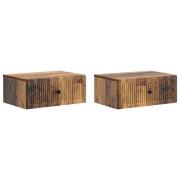 vidaXL Nattduksbord med låda 2 pcs Gammalt trä 49 x 34,5 x 20 cm