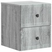 vidaXL Väggmonterat Sängbord med låda Grå sonoma-ek 33 x 34,5 x 40 cm
