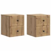 vidaXL Väggmonterat Sängbord 2 pcs Artisan-ek 33 x 34,5 x 40 cm