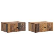 vidaXL Väggmonterat Sängbord 2 pcs Gammalt trä 49 x 34,5 x 20 cm