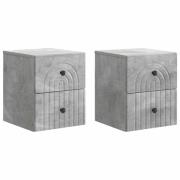 vidaXL Väggmonterat Sängbord 2 pcs Betonggrå 33 x 34,5 x 40 cm
