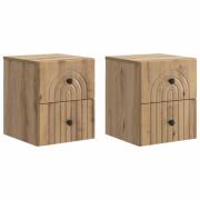 vidaXL Väggmonterat Sängbord 2 pcs Artisan-ek 33 x 34,5 x 40 cm