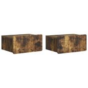vidaXL Väggmonterat Sängbord med låda 2 pcs Rökt ek 49 x 34,5 x 24 cm