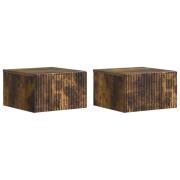 vidaXL Väggmonterat Sängbord med låda 2 pcs Rökt ek 33 x 34,5 x 20 cm