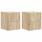 vidaXL Väggmonterat Sängbord 2 pcs Sonoma-ek 33 x 34,5 x 40 cm