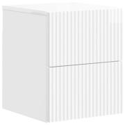 vidaXL Väggmonterat Sängbord med låda Vit högglans 33 x 34,5 x 40 cm