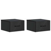 vidaXL Väggmonterat Sängbord med låda 2 pcs Svart 34,5 x 33 x 20 cm