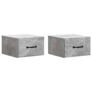 vidaXL Väggmonterat Sängbord 2 pcs Betonggrå 34,5 x 33 x 20 cm