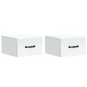 vidaXL Väggmonterat Sängbord med låda 2 pcs Vit 34,5 x 33 x 20 cm